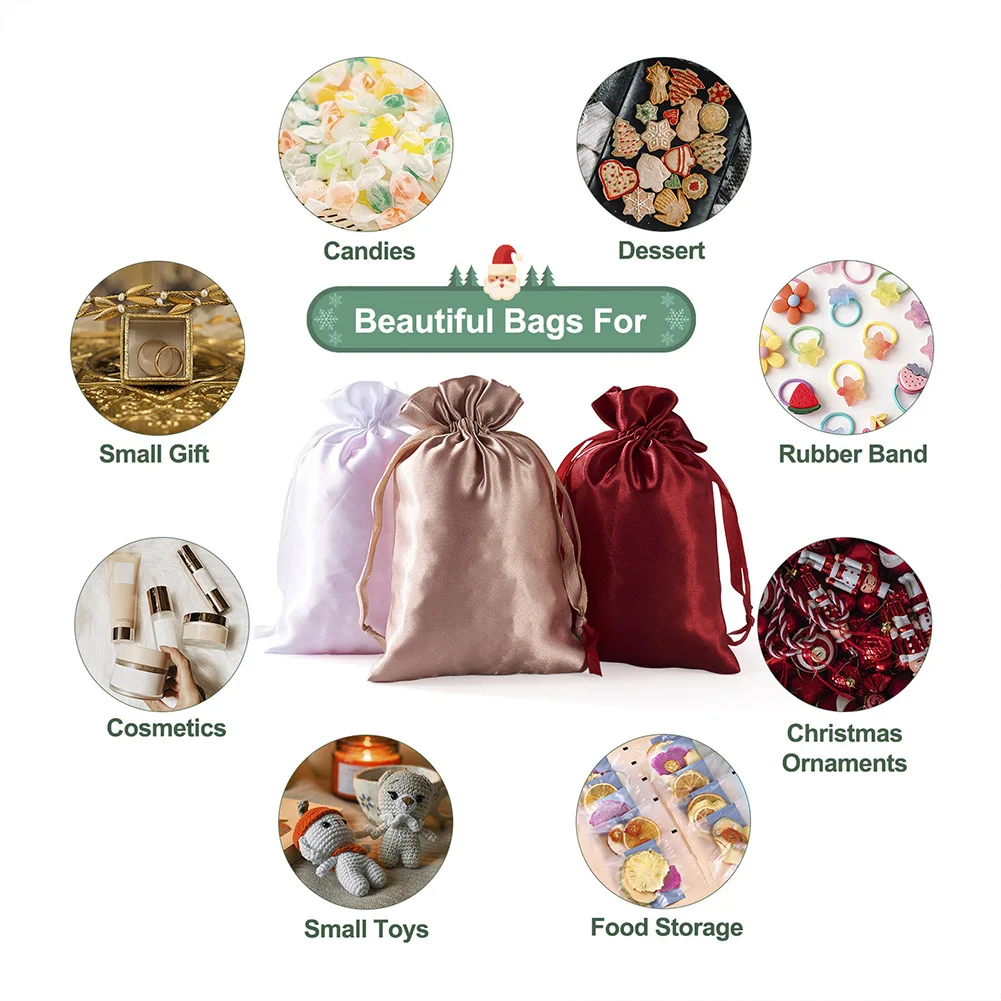 30Pcs Satin Gift Packing Pouches Drawstring Bags Candy Wedding Party Valentine's day Christmas Wedding Party Favor Storage