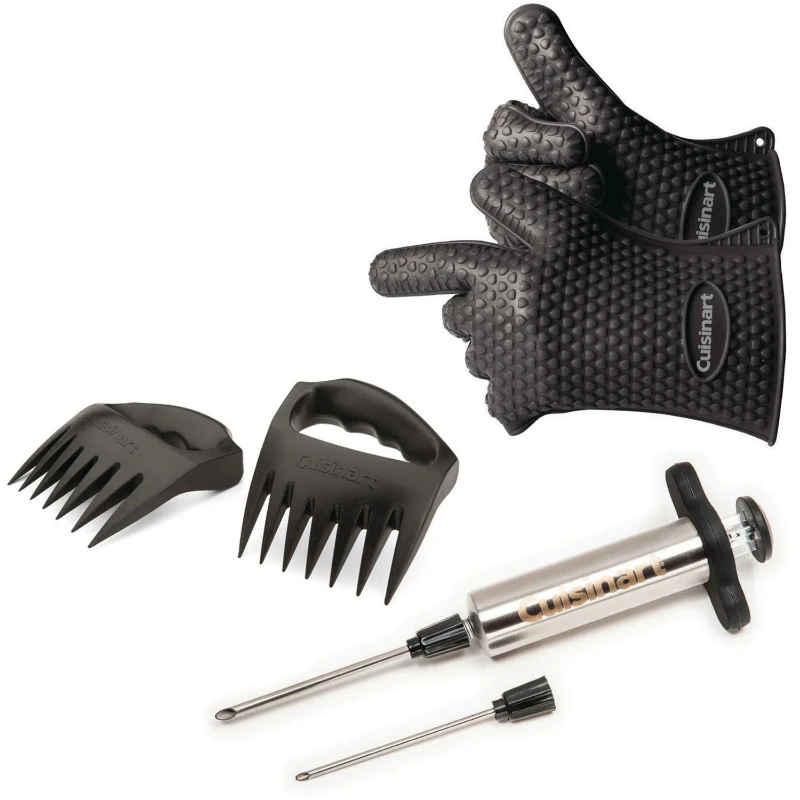 

® 7-Piece BBQ Pit Kit - Set Includes Meat Shredding Claws, Silicone Gloves, Meat Injector With Replacement Tip BBQ Portable Bar