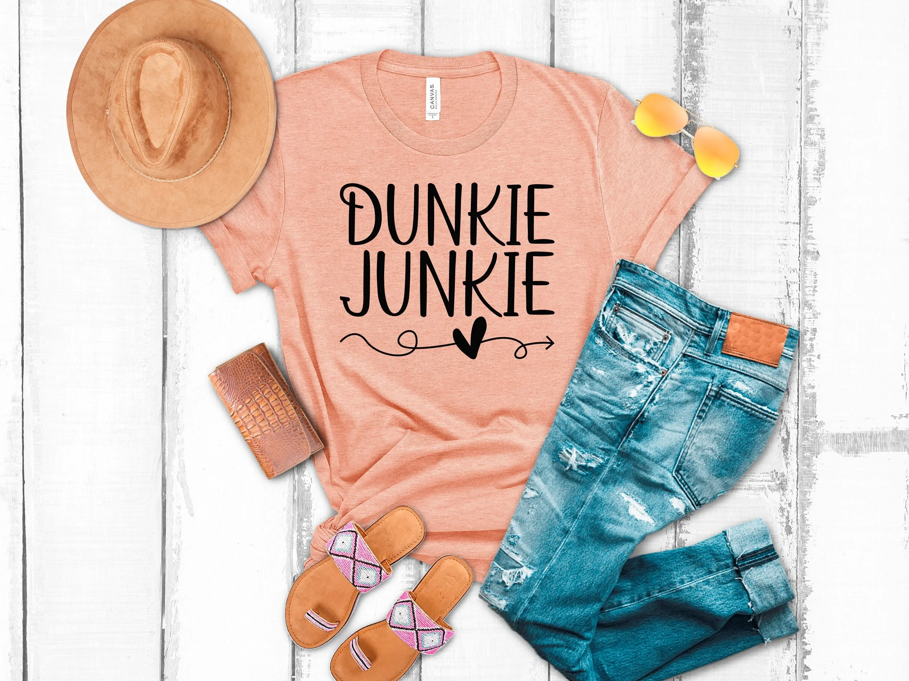 Футболка PEDRAZA Dunkie Junkie Dunkin Donuts Funny Coffee Lover Cute Donut