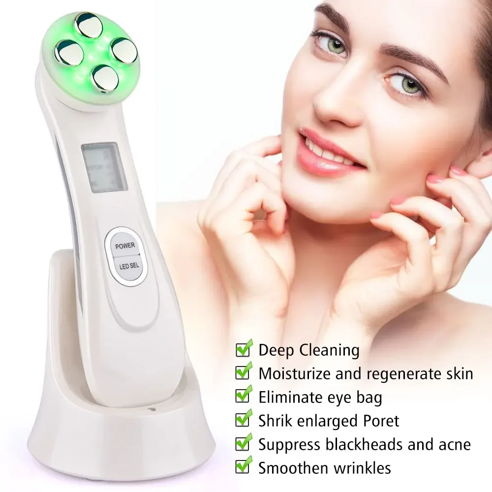 

5 in 1 LED Rf Lifting Machine Photon Face Skin Rejuvenation EMS Radio Frequency Beauty Facial Skin Care Tools Wrinkle Removal