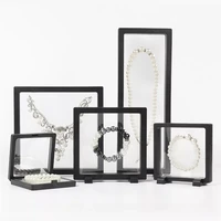 2022 3d floating picture frame shadow box jewelry display stand ring pendant holder protect jewellery stone presentation case