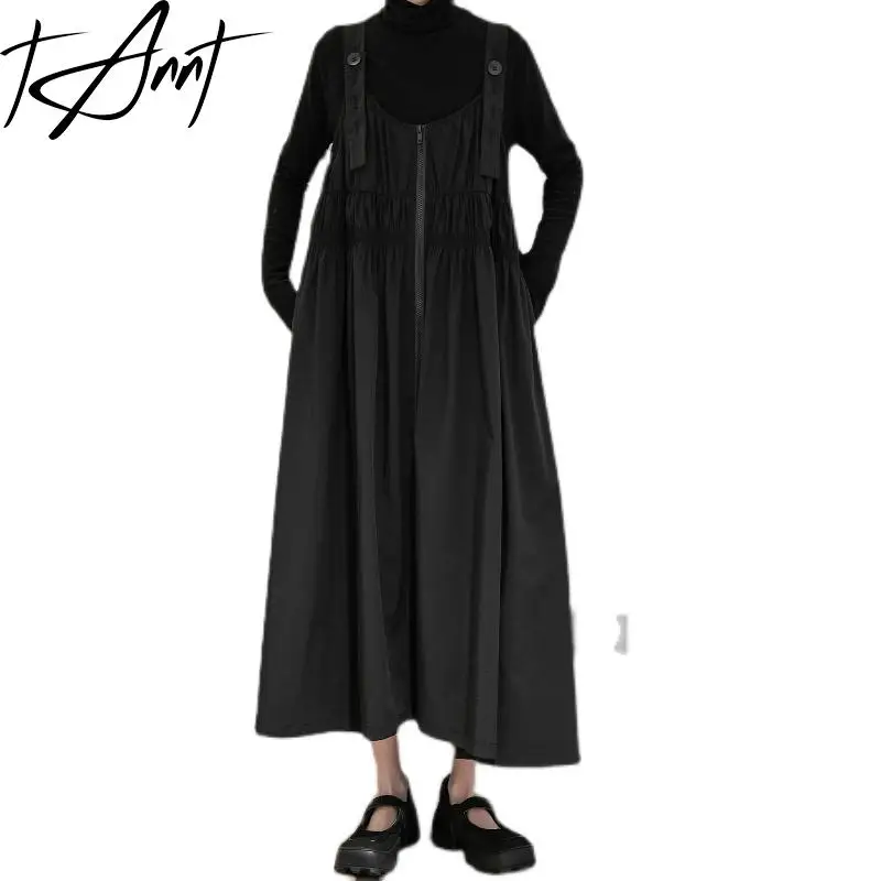 Tannt Women Dress Sleeveless Black Leisure Spaghetti Strap Dresses Fashion Loose Long Summer Dresses For Women 2023 New