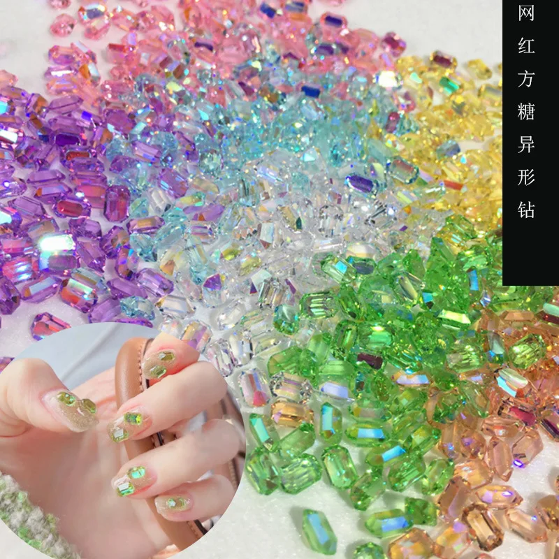 

50pcs Rock Sugar Nail Art Decorations 3D Crystal Ice Transparent Koren Glitter Nail Charms DIY Sweet Cool Manicure Accessories