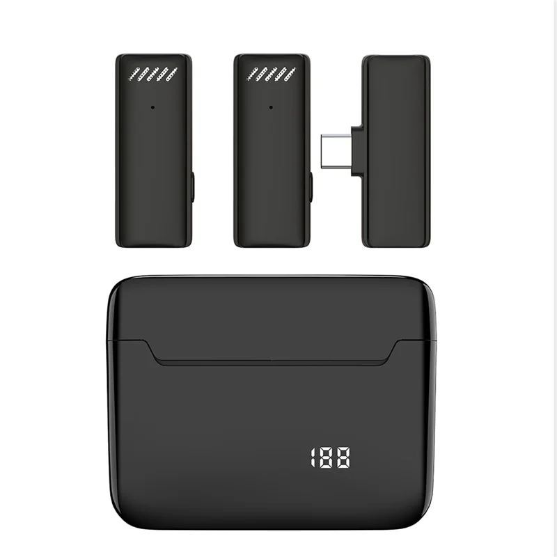 

Wireless Lavalier Microphone Noise Reduction Audio Recording Lapel Mic with Digital Display Charging Box(Type-C)