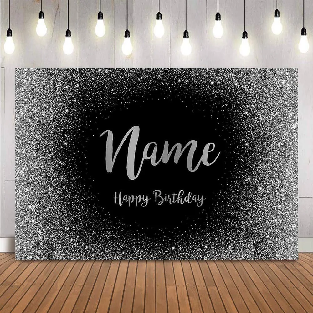 

Black Birthday Backdrop Sliver Glitter Dots Background for photo studio Happy Birthday Theme Party Decor Boy Birthday Customize