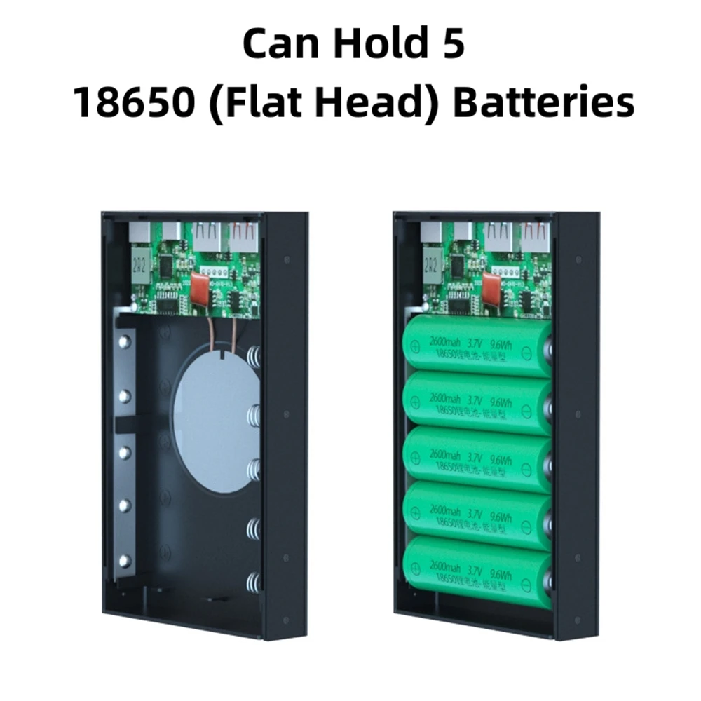 

Quick Charge 5*18650 Power Bank Case 10W Wireless Charging USB Charger QC 3.0 PD DIY Shell 18650 battery Holder Charging Box