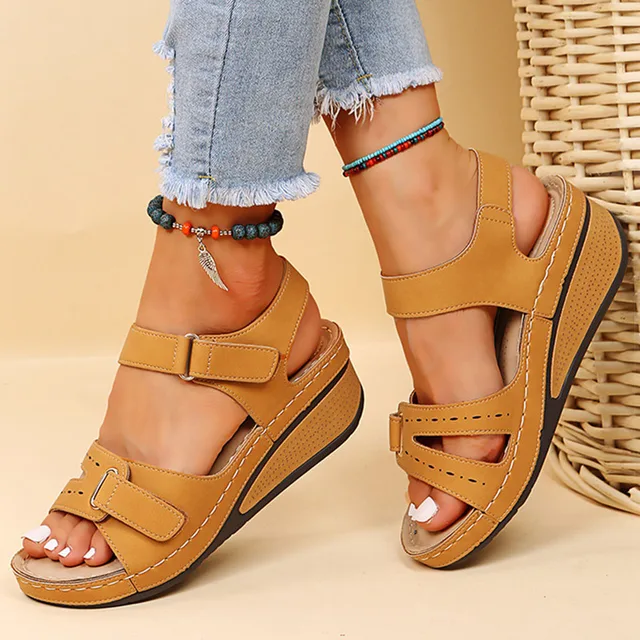 Women Sandals Soft Bottom Wedge Flat Heels Strap Summer Shoes 3