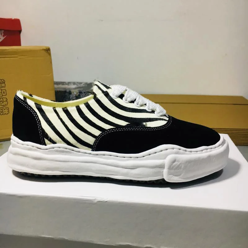 

Mmy Dissolution Thick Bottom Zebra Stripes Sneaker For Men Sneakers Men Retro Mihara Canvas Shoes Women Trend Borad Shoes