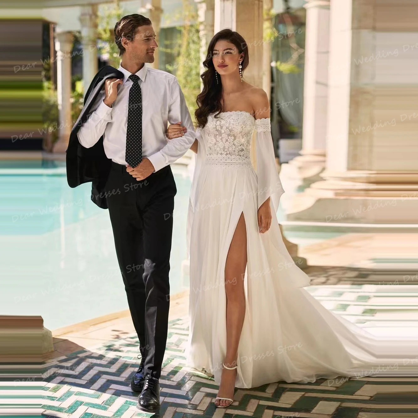 Роскошные элегантные свадебные платья с аппликацией женские трапециевидные