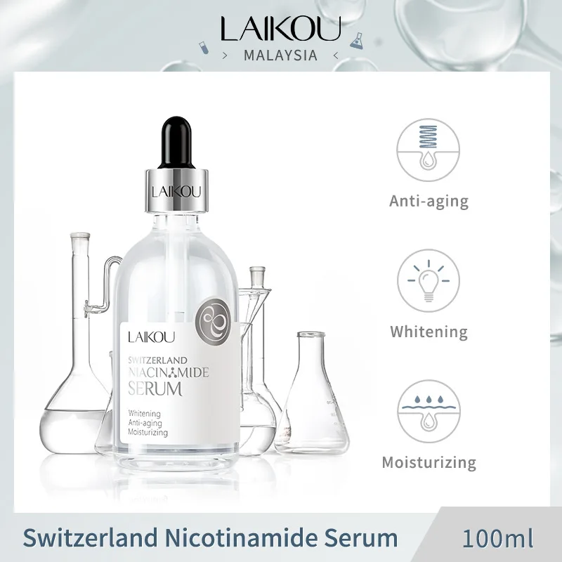 

LAIKOU Swiss Nicotinamide Extract Essence Hyaluronic Acid Pure 24K Gold Whitening Vitamin C Skin Care Face Serum