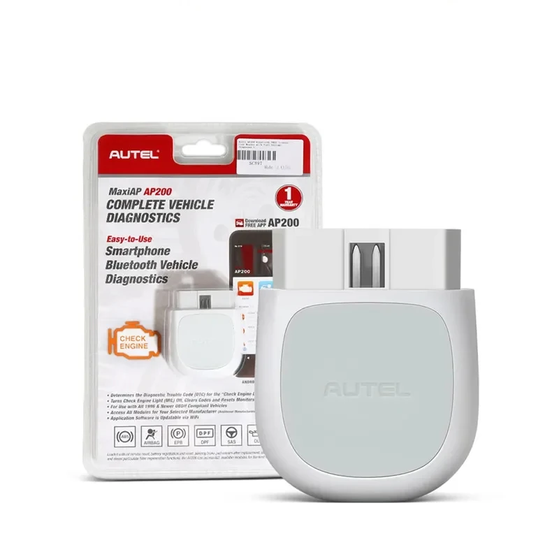 Фото Диагностический инструмент для автомобилей Autel MaxiAP AP200, Bluetooth OBD2 сканер кодов неисправностей с полным набором функций AutoVIN, TPMS, IMMO для самостоятельного использования. №1