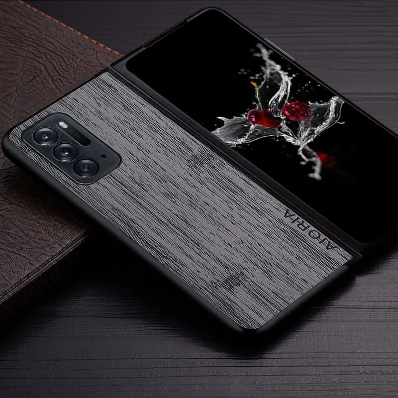 

Case for Oppo Find N 5G funda bamboo wood pattern Leather cover Luxury coque for oppo find n case