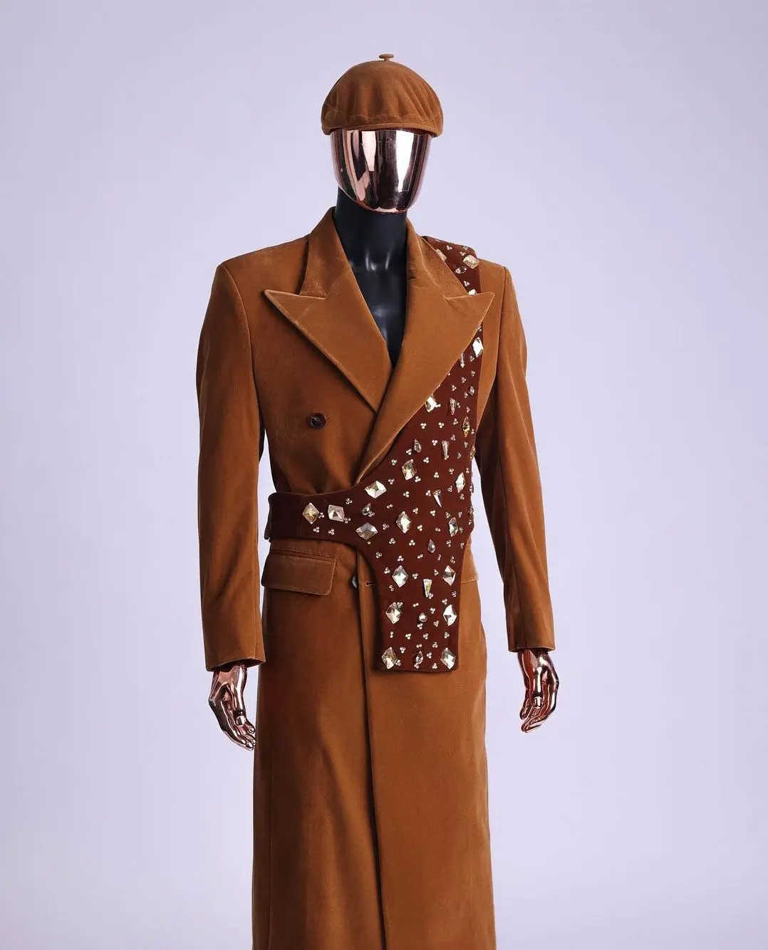 Бархатное длинное пальто мужские костюмы однобортные с заостренными лацканами