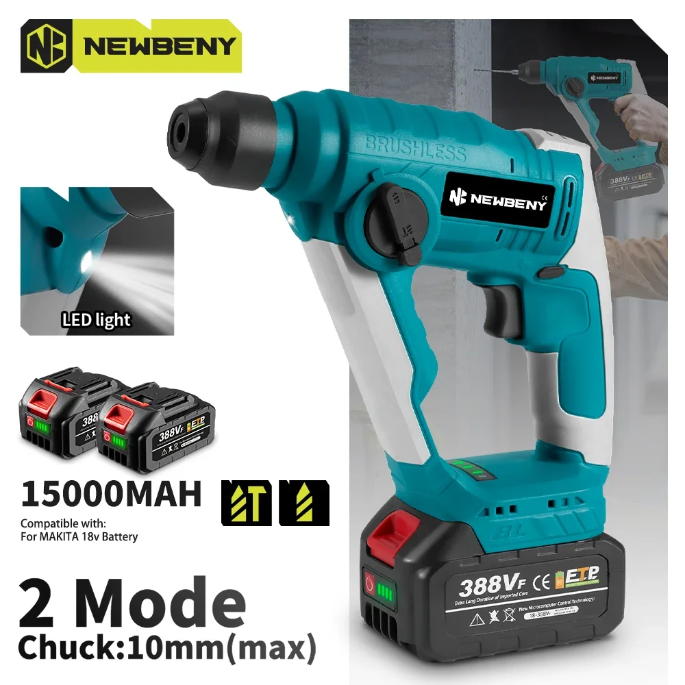 NEWBENY 10 мм Бесщеточная мини-электрическая ударная дрель 2 режима Аккумуляторная