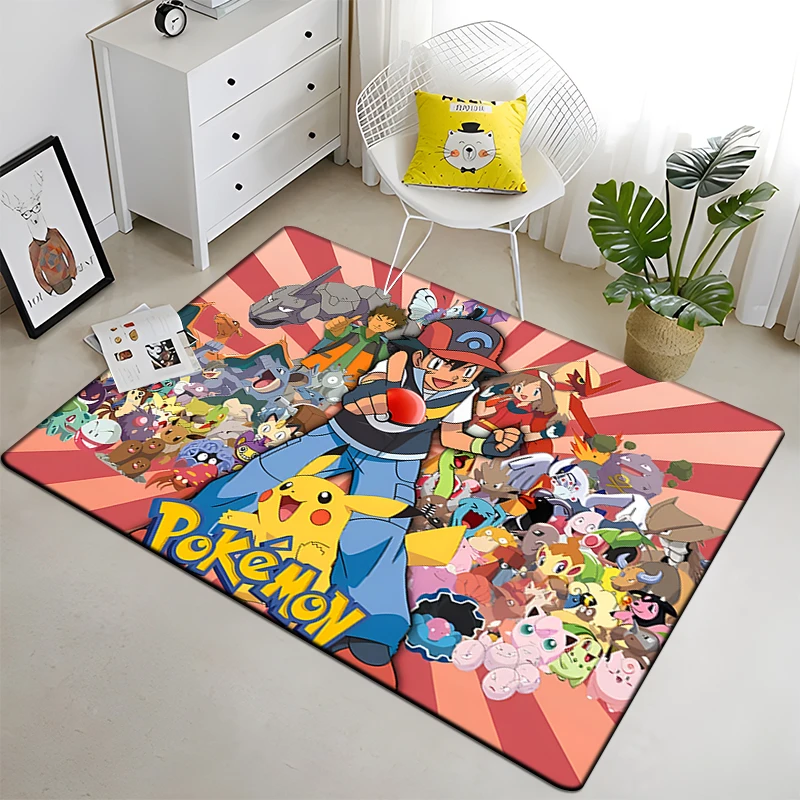 P-Pokemon Rugs Fashion Printing Anime Cartoon Living Room Bedroom Large Area Soft Carpet Home Children's Room Floor Picnic Mat
