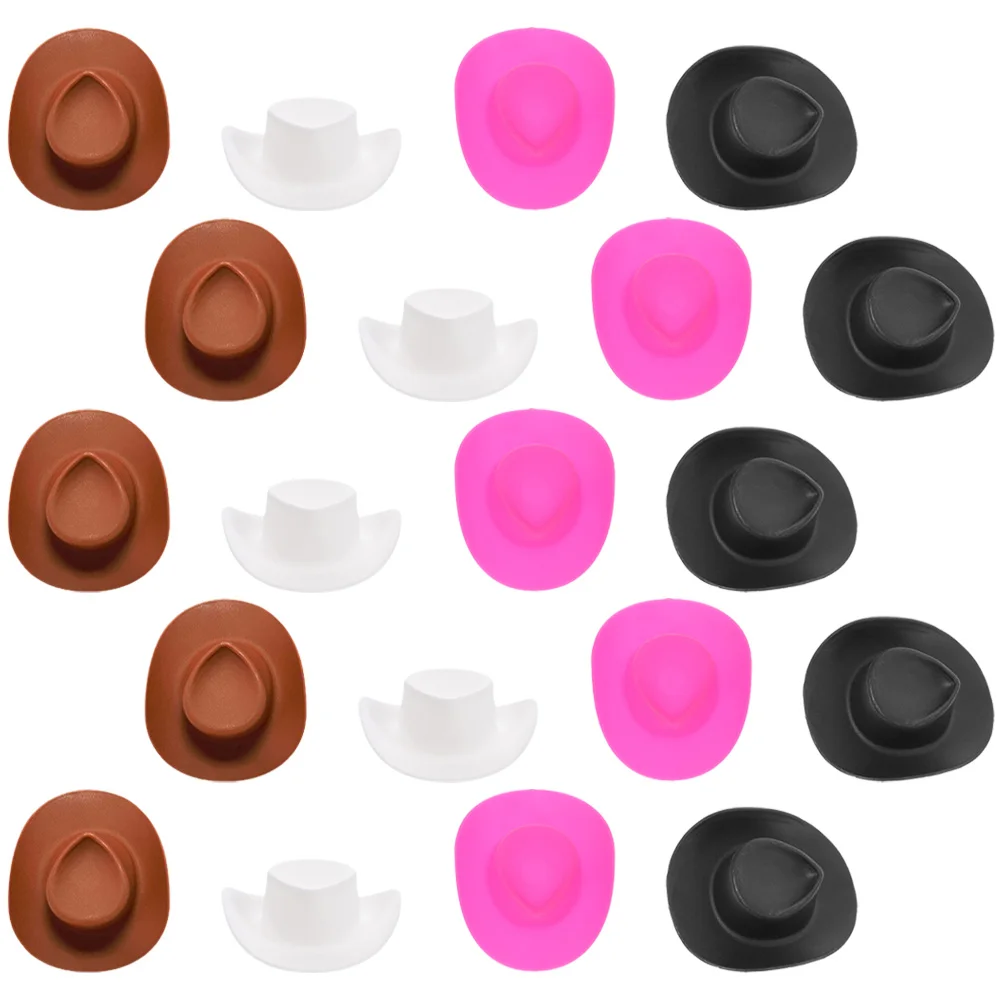 

40 Pcs Cow Print Cowboy Hat Delicate Decor Mini Cowgirl Hats Drinks DIY Crafts Clothing 1.5X4.5X5.5CM Plastic Party