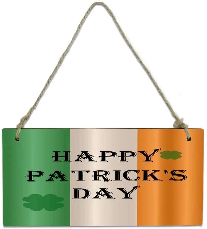 День Святого Патрика Подвесной деревянный знак счастливый на ирландском флаге и