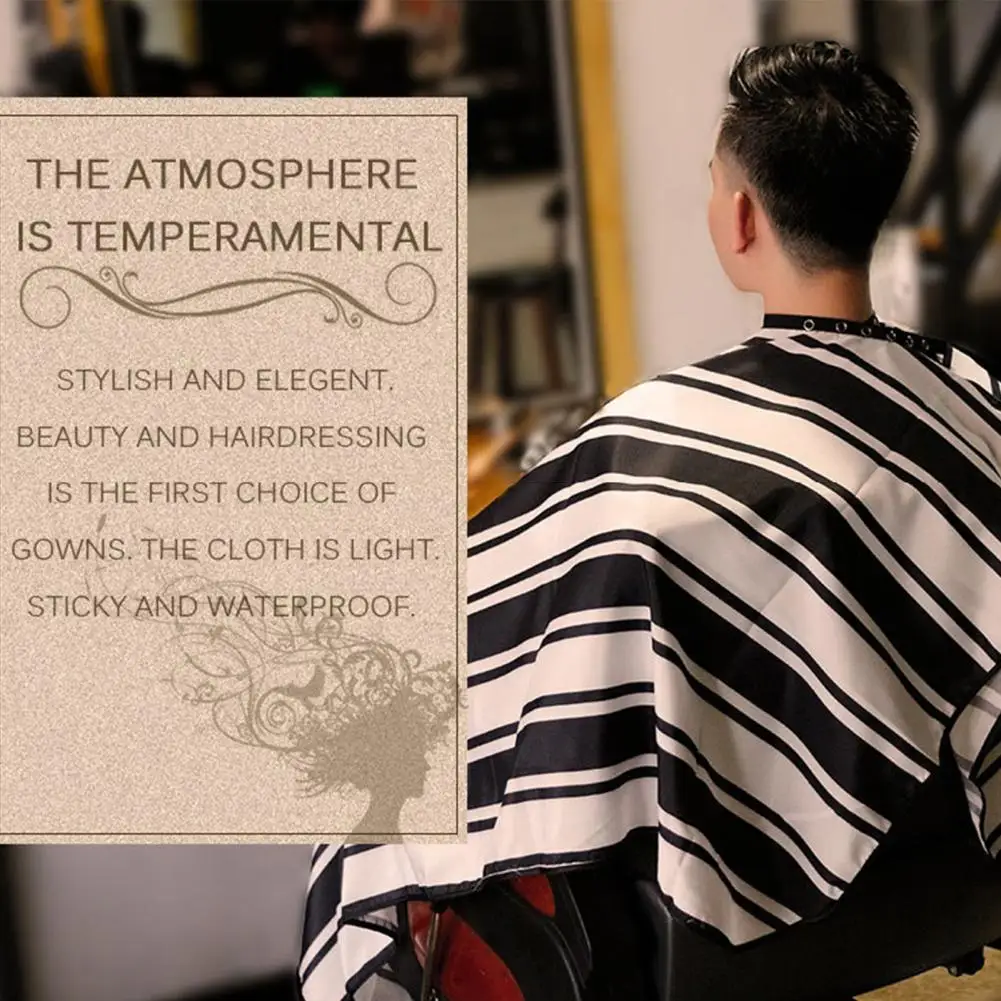 

Universal Hairdress Gown Cape Salon Hair Dye Apron Adjustable Buckle Stripe Haircut Apron Excellent Drape for Hair Dye