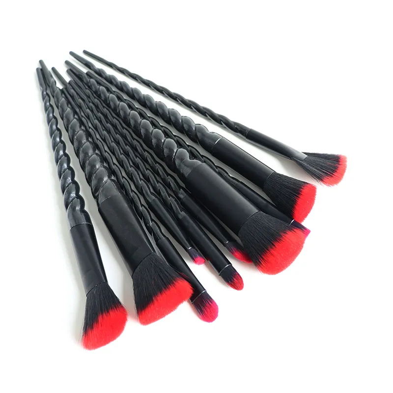 10Pcs Unicorn Makeup Brushes Set Red Flame Foundation Blending Powder Eye shadow Make Up Brushes Cosmetic Beauty Make Up Tools