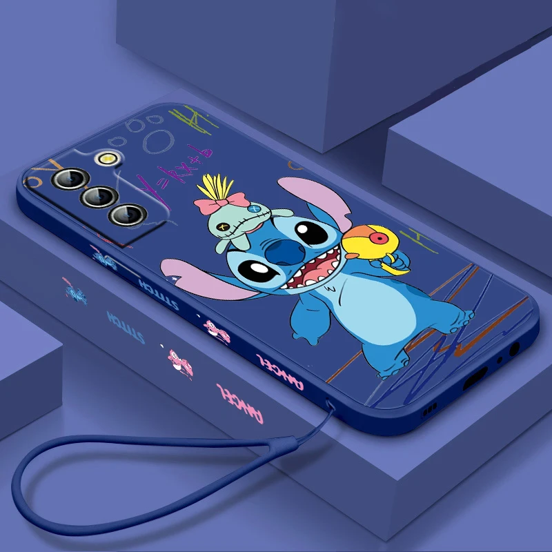 

Cartoon Stitch Lilo Phone Case For Samsung Galaxy S23 S22 S21 S20 S10 S9 Ultra Plus Pro FE Liquid Left Rope Phone Case Fundas