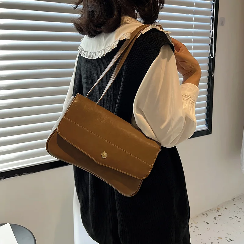 

Women's Shoulder Bag Vintage Sen Series 2022 Autumn New Fashion Small Square Bag Armpit Handbag Versatile Designer Style Luxury