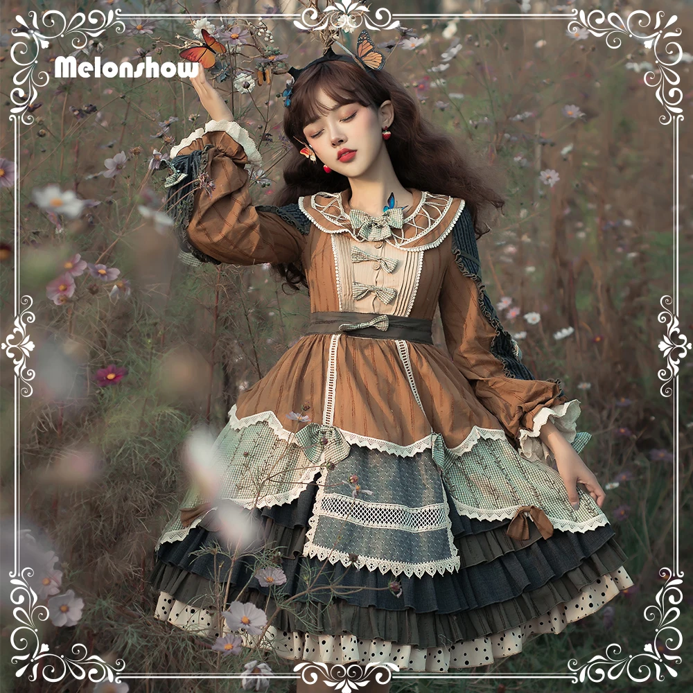

Melonshow Japanese Kawaii Lolita Gothic Dress Women Cute Costume Tea Party Sweet Princess Dress Loli Robe Renaissance Vestidos
