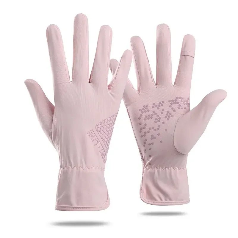 Солнцезащитные перчатки для женщин тонкие ледяные шелковые варежки с длинными