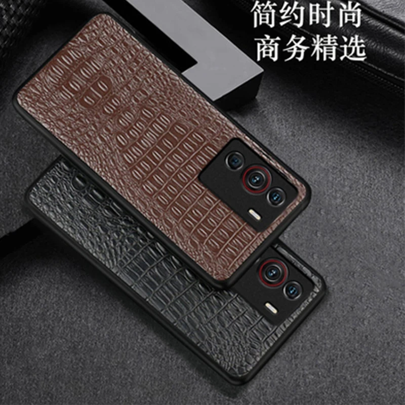 

Genuine Leather Case for NUBIA Z40 Pro ultra-thin Back skin for nubia z40pro crocodile fashion phone bag shell funda skins