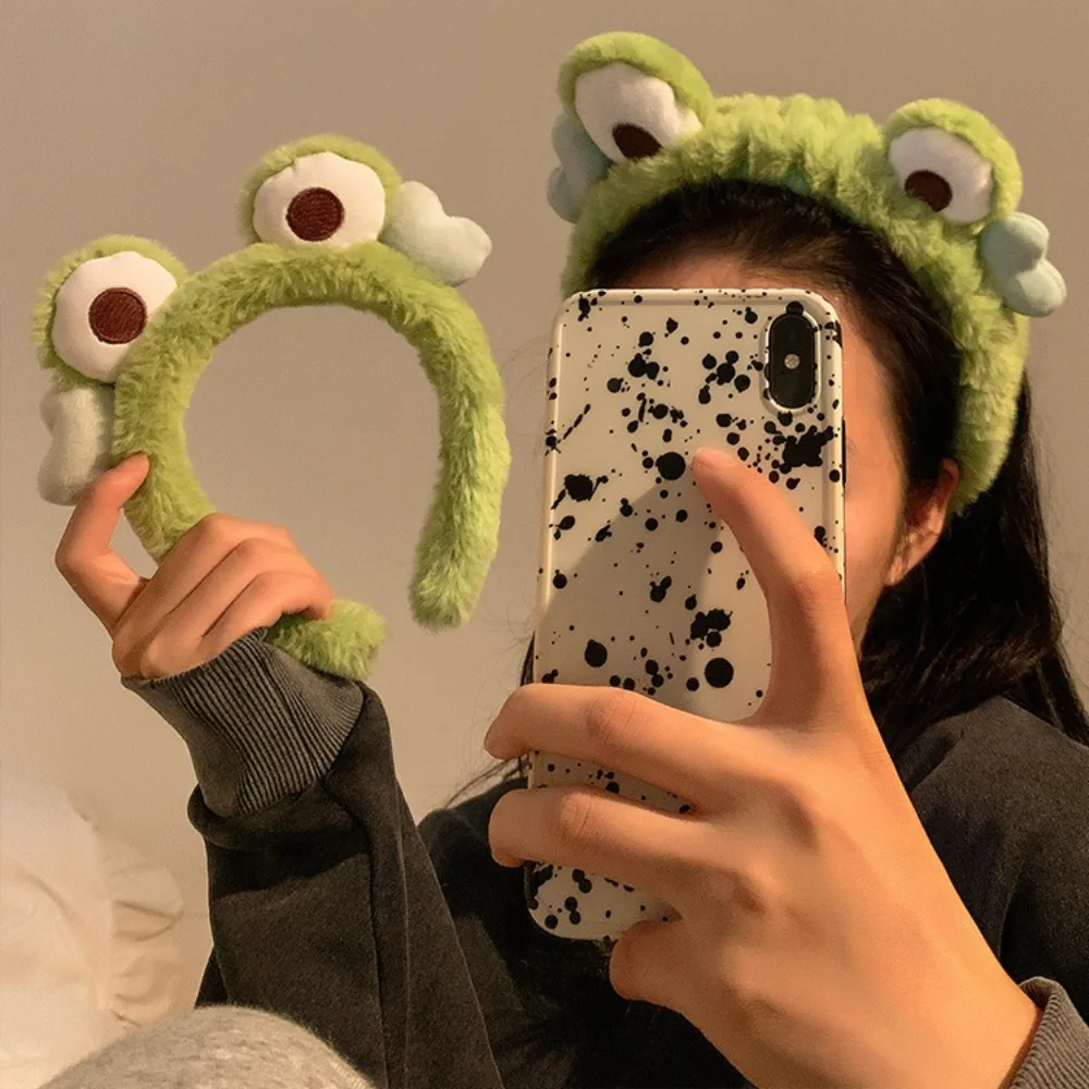 

Wide-brimmed Makeup Headband Fashion Big eye Frog Plush Elastic Hairbands Headwear Hair Hoop Girls