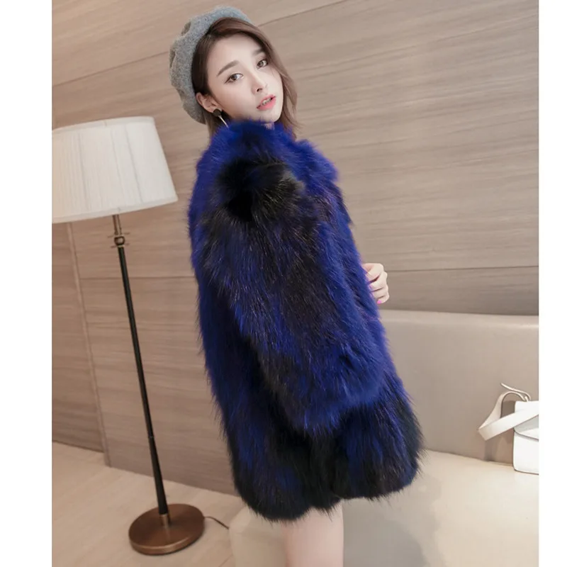 Autumn and Winter New Women's Fur Coat Imitation Raccoon Fur Faux Fox Fur Coat Jacket Thick Warm Casual Outwear Parka Coat