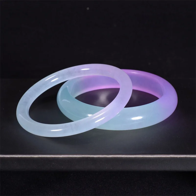 

Hot Selling Natural Hand-carved Jade Half Oil and Half Purple Bangle 56-62mm Fashion Jewelry Bracelet Men Women Luck Gifts