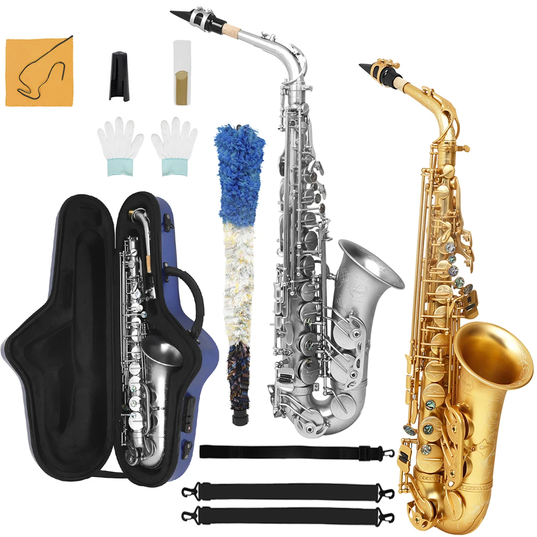 M MBAT Альт-саксофон Flat E Tone Латунная трубка Корпус Abalone Shell Кнопка Матовый саксофон