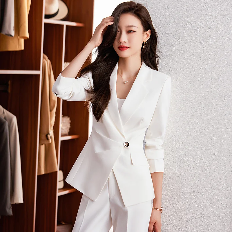 White suit coat Women's autumn dress High-end professional dress Temperament goddess Formal dress Suit suit Work clothes Autumn