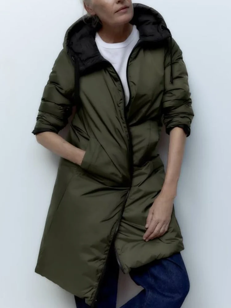 2022 Winter Women Warm Long Parkas Jackets Coats Fashion Loose Down cotton Thicken Female Street Hooded Parka Outerwear