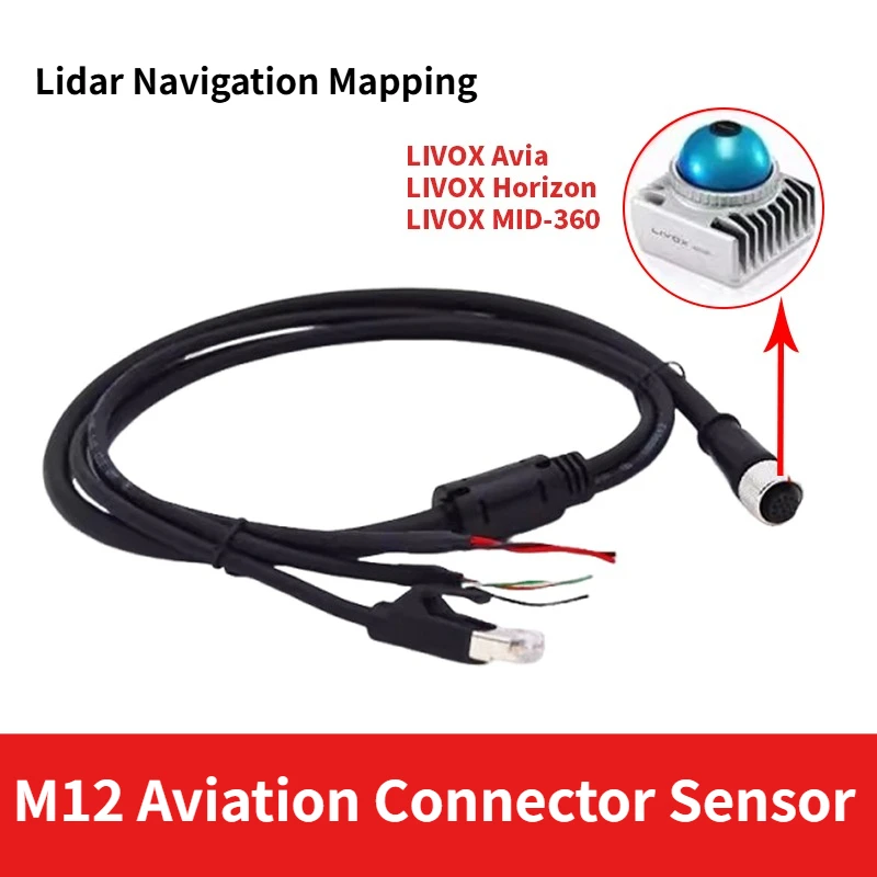 Фото Кабель-адаптер M12 Livox HAP (TX) Mid 360 Mid-70 для лидарной навигации и картографирования, технология Salm Livox, 1-3-проводной авиационный разъем M12, кабель датчика XT60 №2