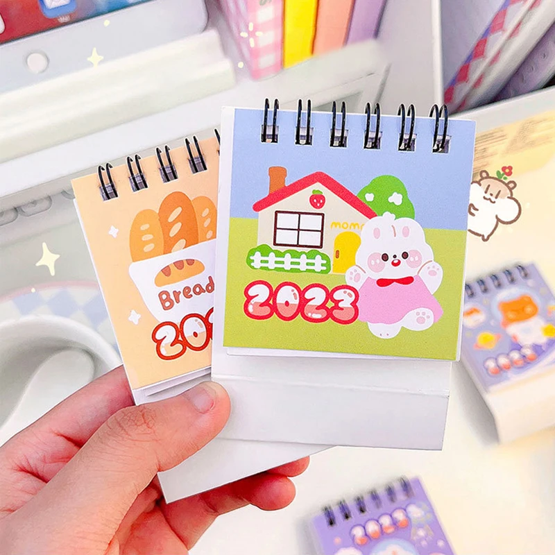 

2023 Cute Animal Rabbit Mini Desk Calendar Decoration Stationery School Supplies Kawaii Desk Calendars Office Supplies