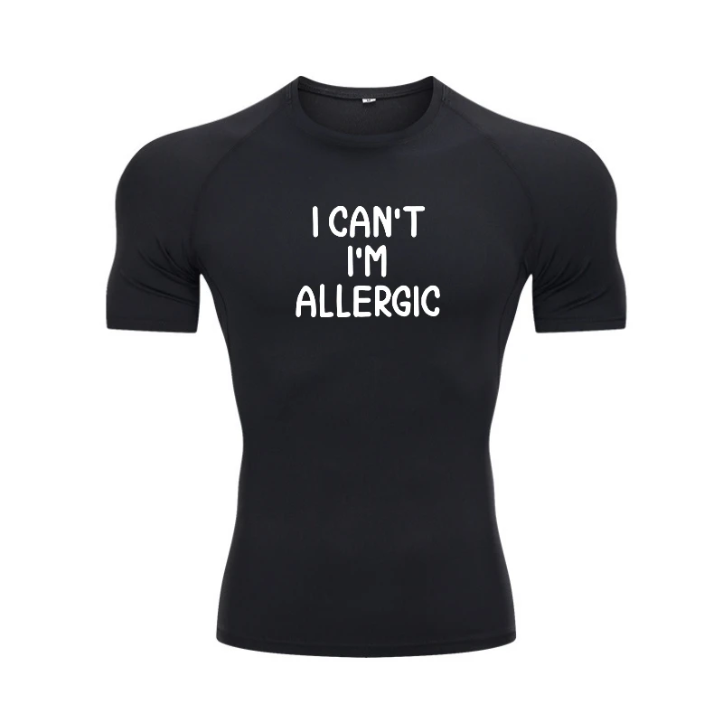 

Забавная, я не могу я аллергическая шутка, саркастическая семейная футболка, обычные топы, футболки, хлопковые мужские футболки, обычная простая