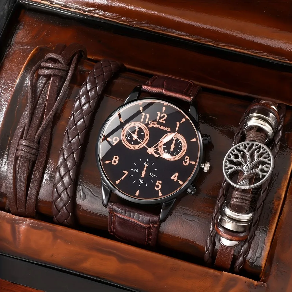 Kegllect 4 шт. мужские браслеты кожаные повседневные деловые