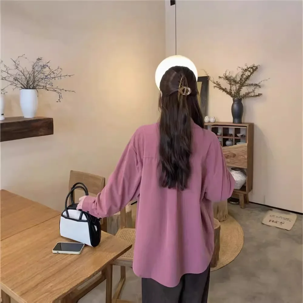 Осень 2024 шикарная винтажная вельветовая рубашка топ женский свободный крой