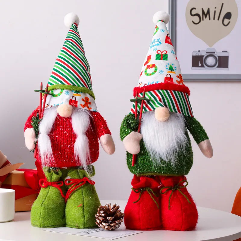 

43CM Christmas Dolls Cute Santa Ornament Bigfoot Telescopic Pole Top Hat Decoration Christma Home Party Christma Gift New