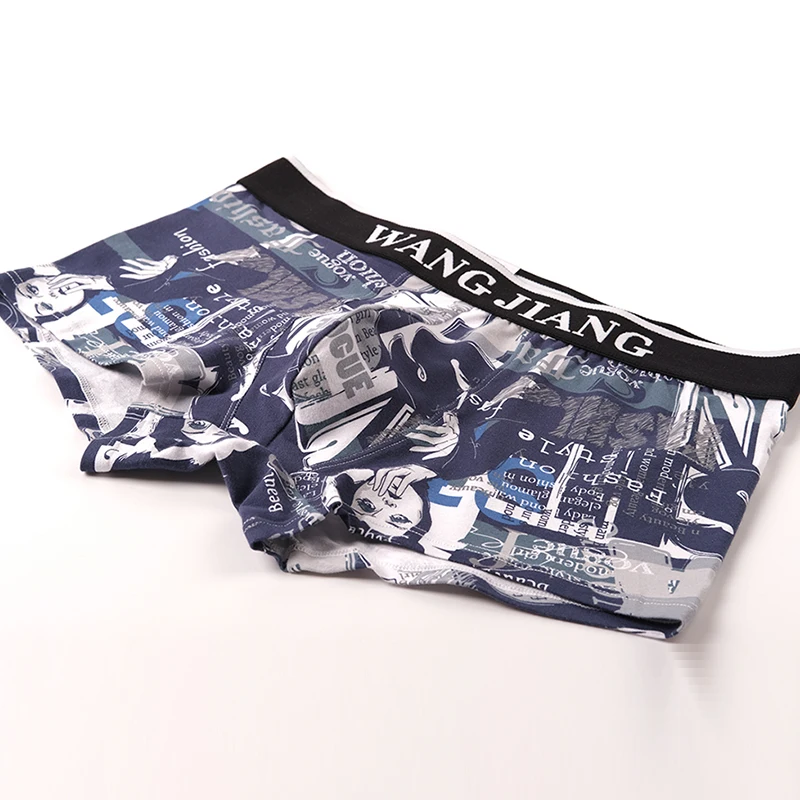 Мужское хлопковое нижнее белье с цветочным принтом мужские Дышащие Модные трусы