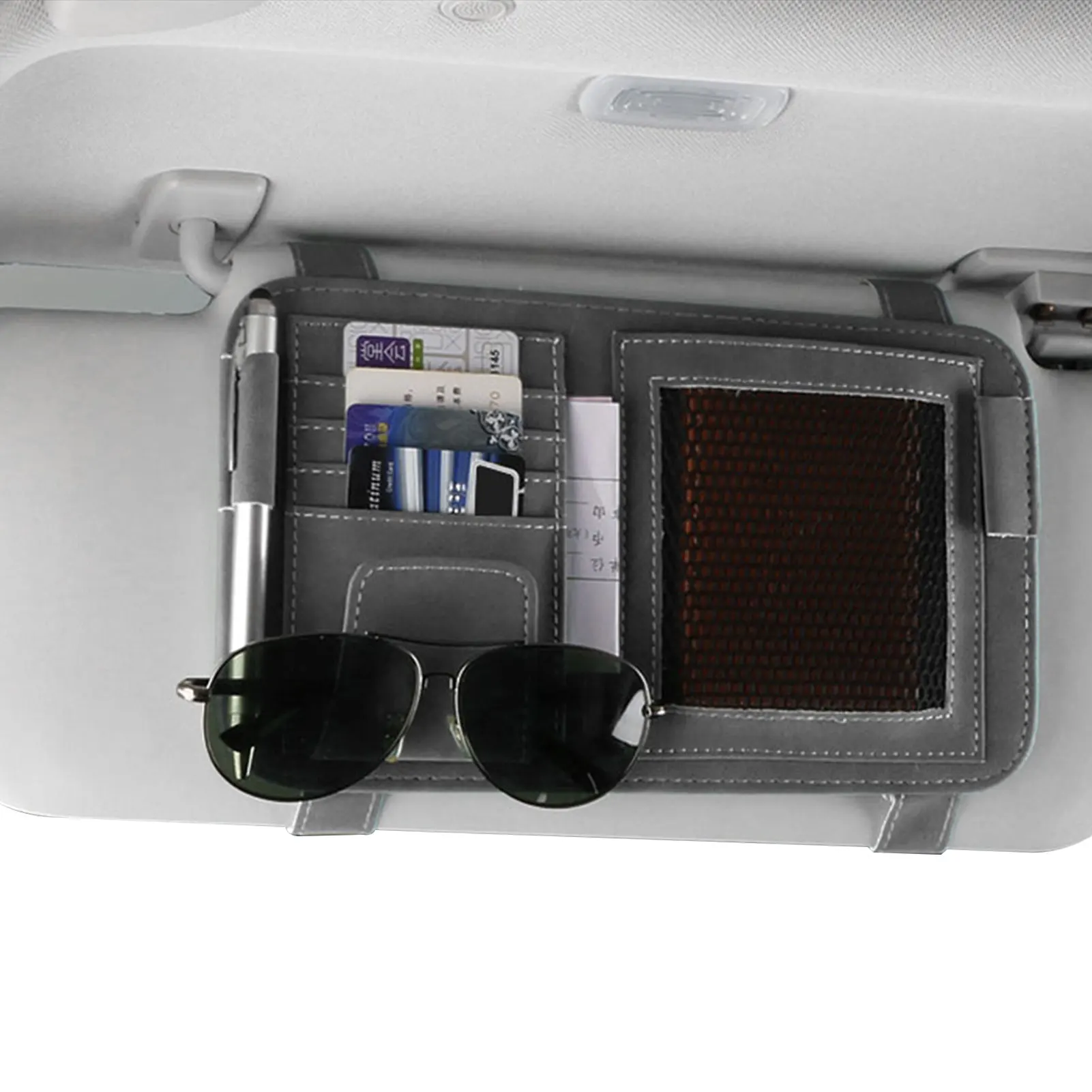 

Автомобильный солнцезащитный козырек, органайзер, водонепроницаемый держатель солнцезащитных очков для автомобиля, черный/серый, автомоб...