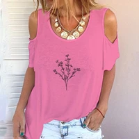 fashion short sleeve casual t shirt clothes ladies sexy summer off shoulder t shirt ladies print graphic t shirt