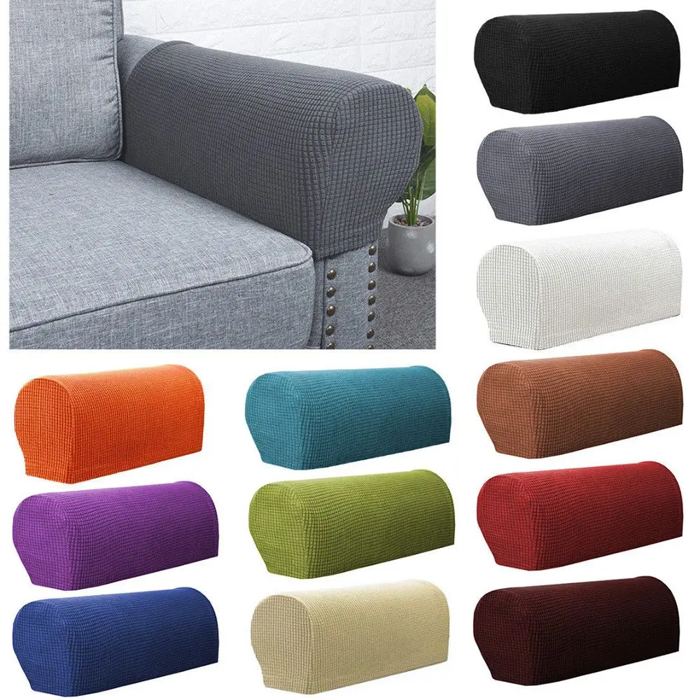

2PCS/SET Premium Solid Chair Sofa Armrest Covers Fleece Stretch Stretchy Couch Arm Protector