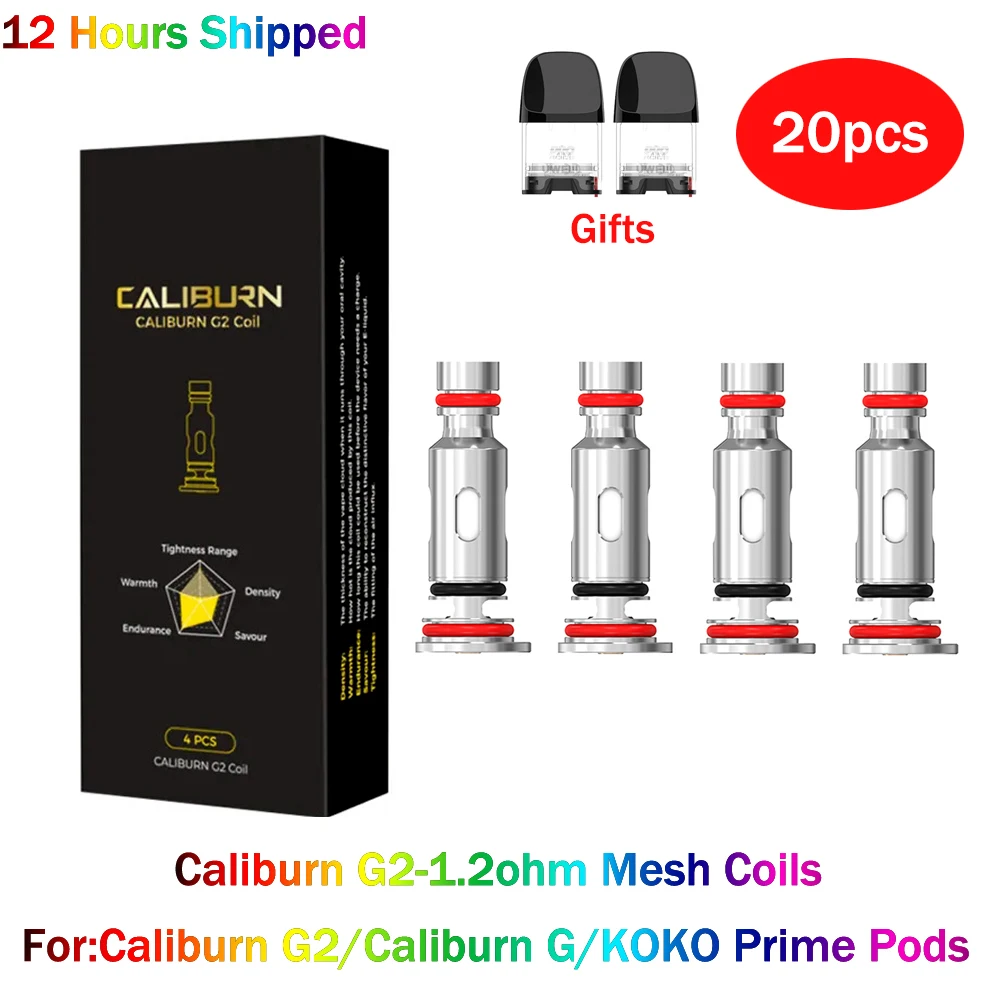 

20pcs Original UWELL Caliburn G2 Mesh Coil 1.2ohm 0.8ohm 1.0ohm Coil For Caliburn G2/Caliburn G/KOKO Prime Pods Cartridges