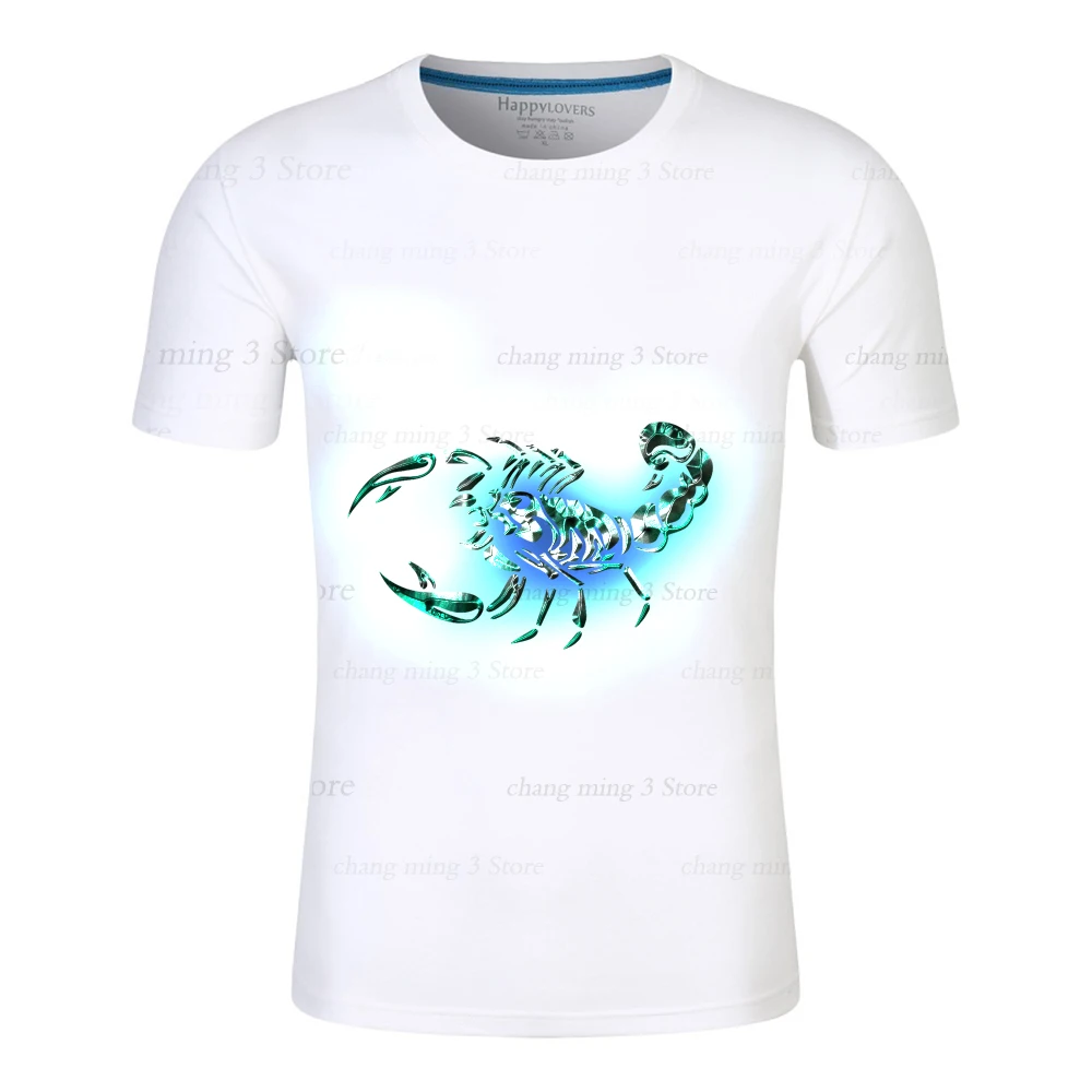 

Personalized scorpion pattern men's 100% cotton T-shirt, cool short sleeves, casual top, high quality, a-96