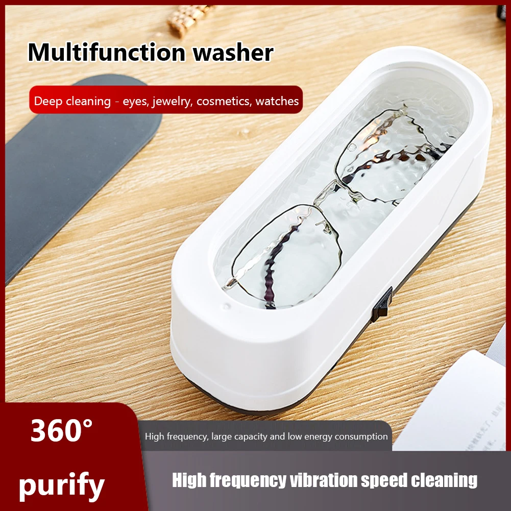 

Plastic Glasses Cleaning Box Multipurpose Ultrasonic Jewelry Cleaner Portable Electric Simple Operation for Everyday Objects New