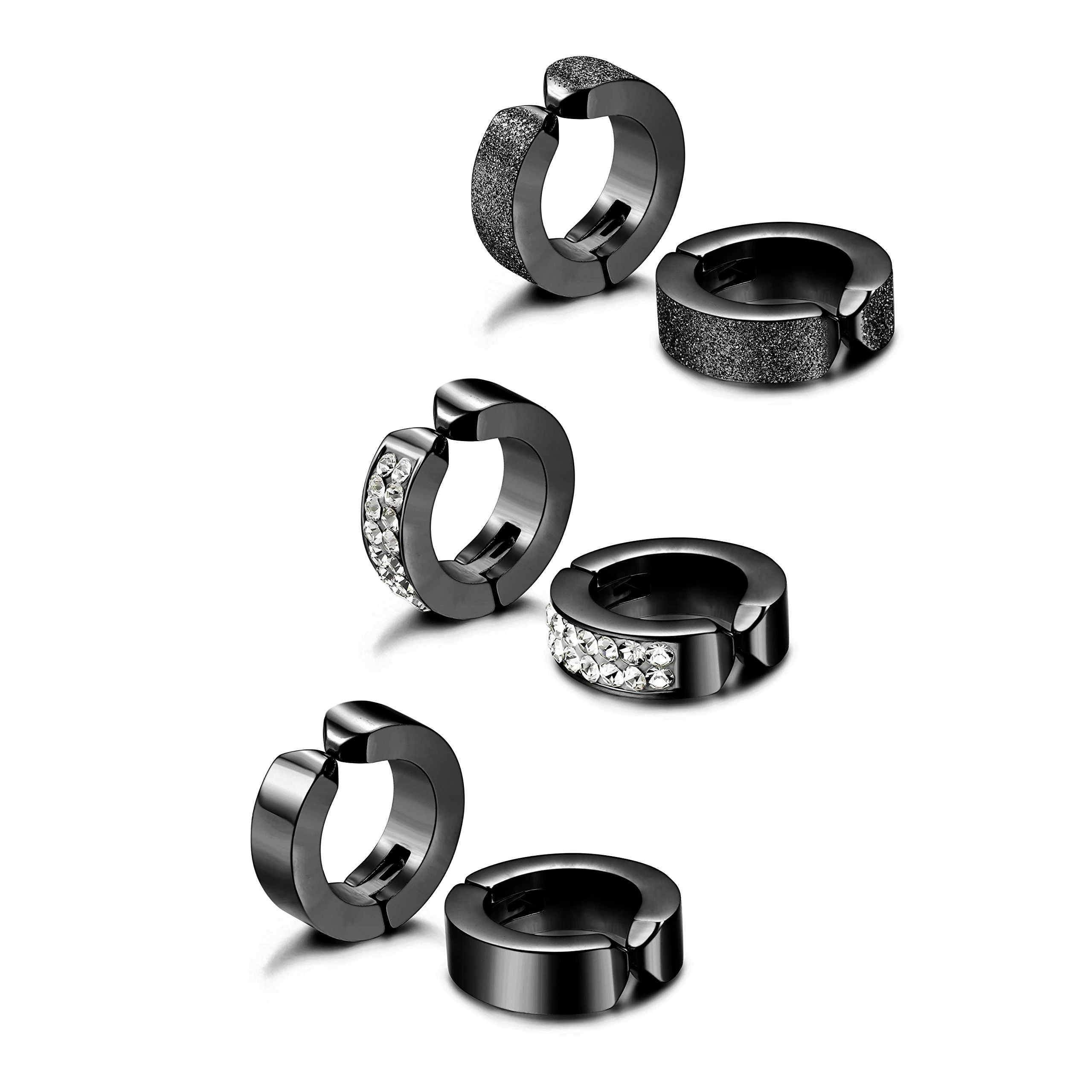 

Серьги-кольца из нержавеющей стали с фианитами, 1-3 пары