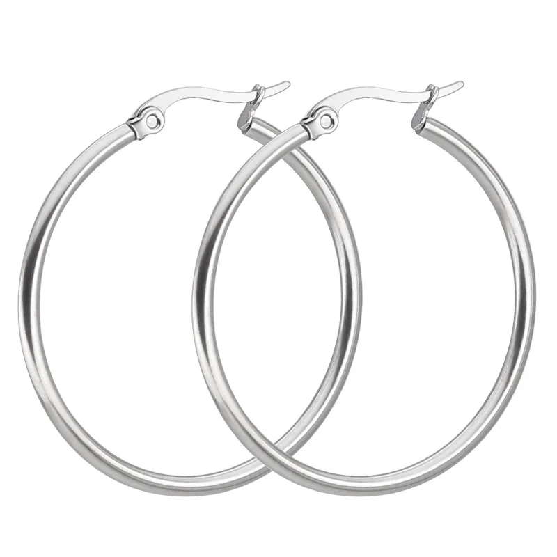 

TOOCNIPA Round Circle Hoop Stainless Steel Earrings Silver Color Party Earrings Jewelry For Women Classic Earrings Dropshipping