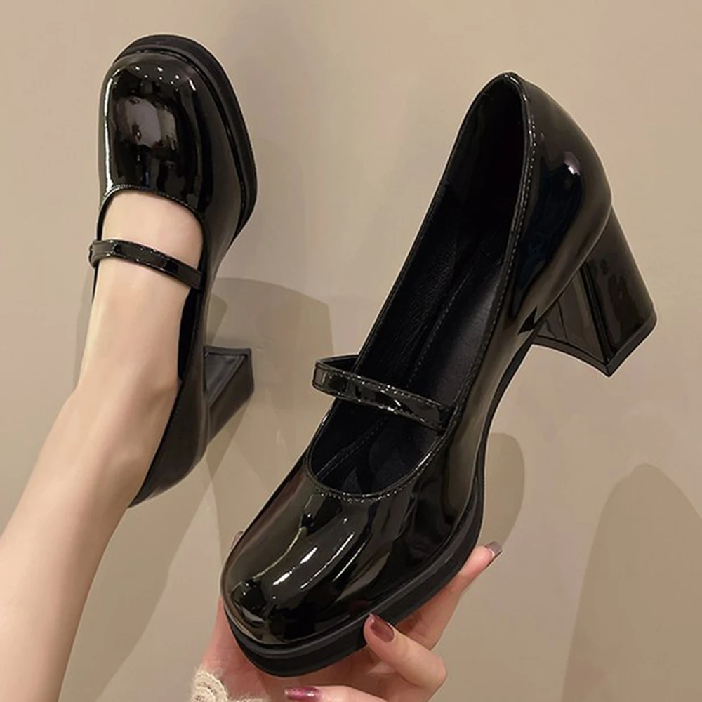 

Fashion Women Shoes Mary Jane Style Ladies Shoes high-heeled Shallow Mouth Round Toe Solid Color Women's Shoes Party Shoes ll78